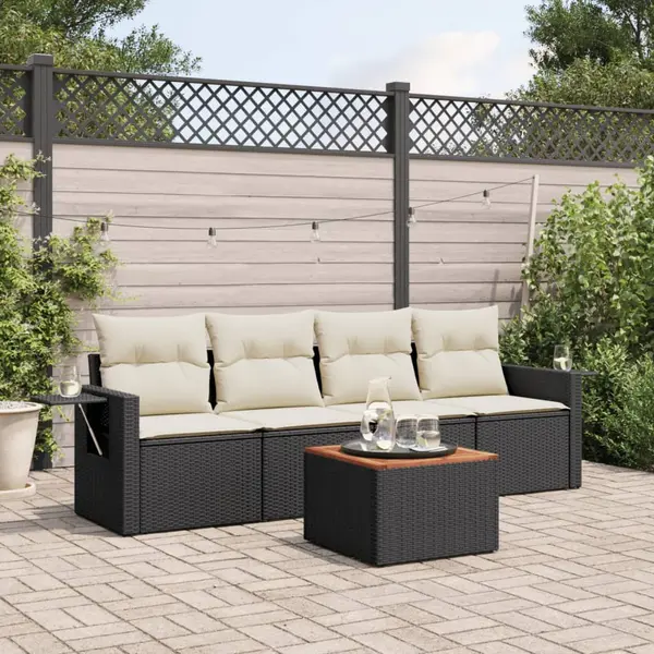 Gossi set mobilier de gradina cu perne, 5 piese, negru, poliratan