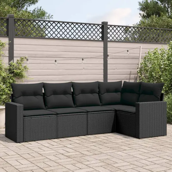 Gossi set mobilier de gradina cu perne, 5 piese, negru, poliratan