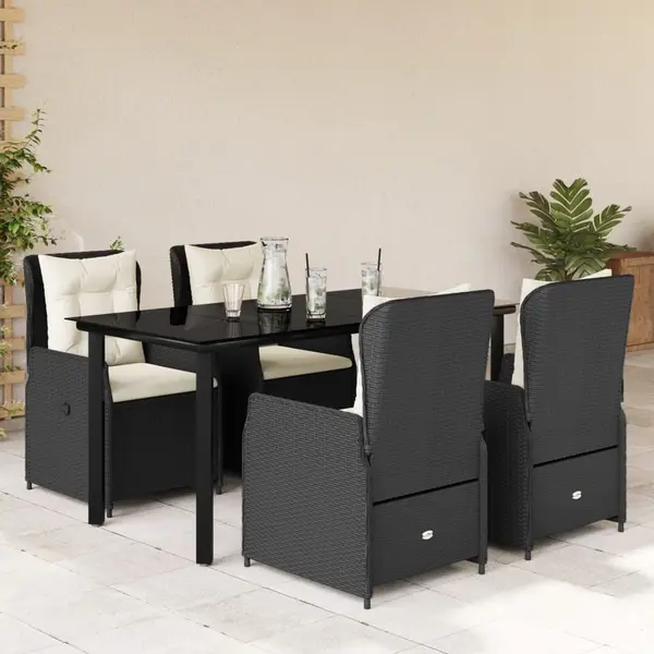 Gossi set mobilier de gradina cu perne, 5 piese, negru, poliratan