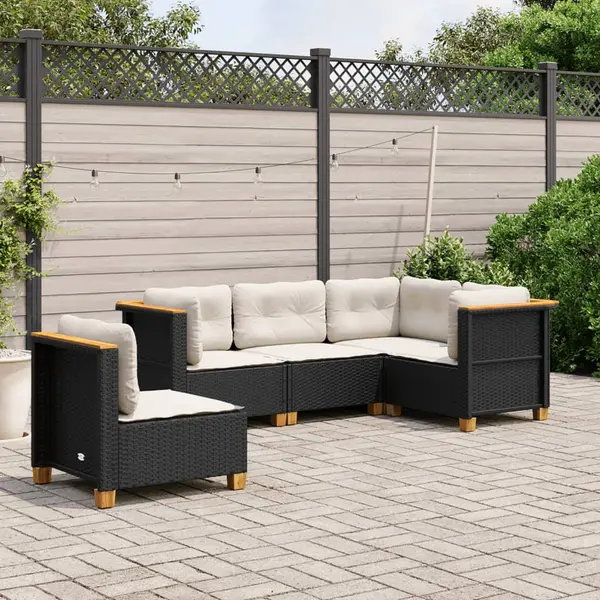 Gossi set mobilier de gradina cu perne, 5 piese, negru, poliratan