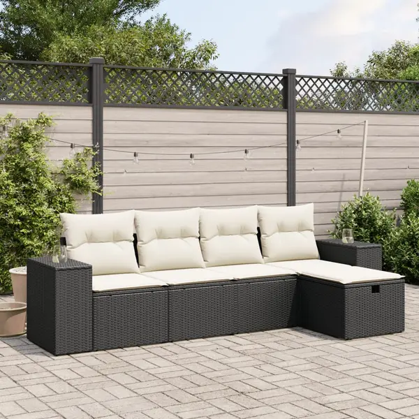 Gossi set mobilier de gradina cu perne, 5 piese, negru, poliratan