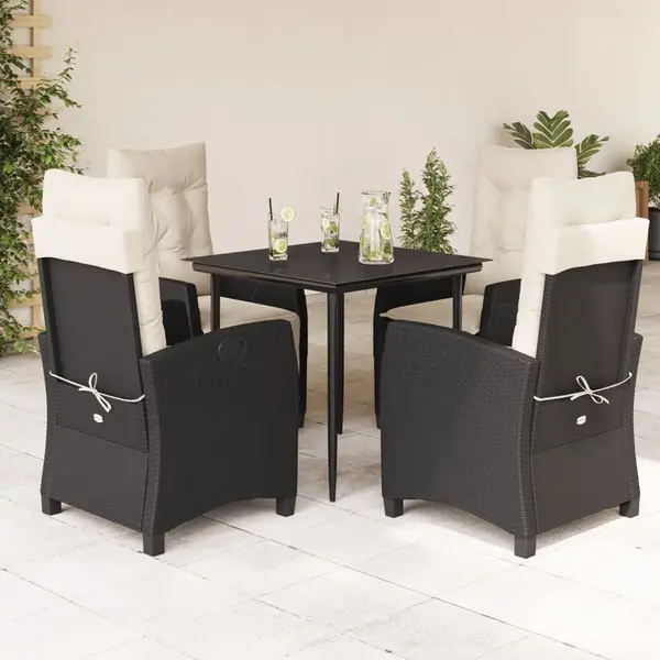 Gossi set mobilier de gradina cu perne, 5 piese, negru, poliratan