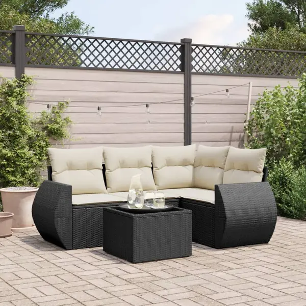 Gossi set mobilier de gradina cu perne, 5 piese, negru, poliratan