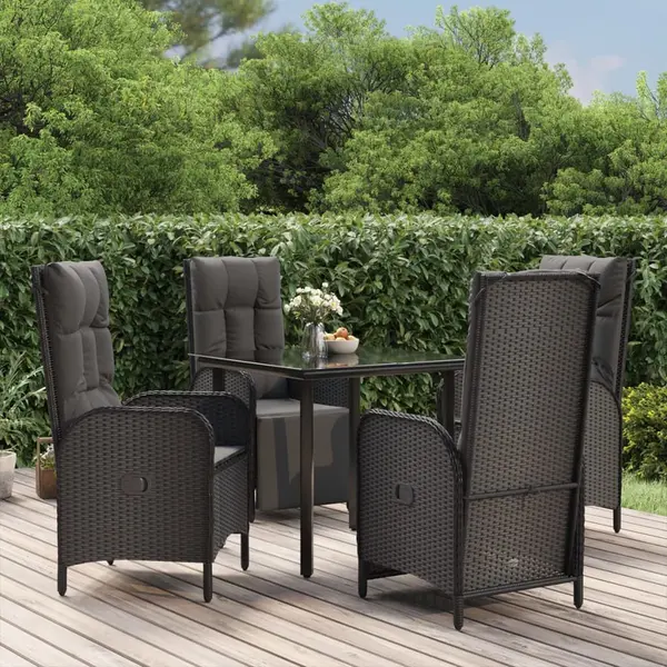 Gossi set mobilier de gradina cu perne, 5 piese, negru, poliratan