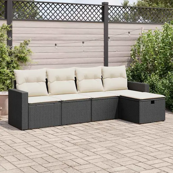 Gossi set mobilier de gradina cu perne, 5 piese, negru, poliratan