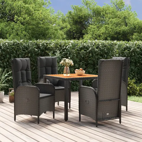 Gossi set mobilier de gradina cu perne, 5 piese, negru, poliratan