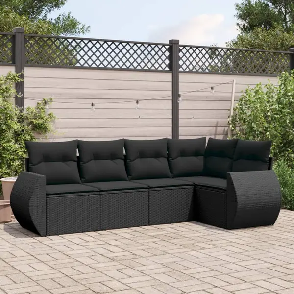 Gossi set mobilier de gradina cu perne, 5 piese, negru, poliratan