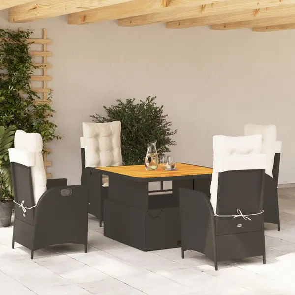 Gossi set mobilier de gradina cu perne, 5 piese, negru, poliratan
