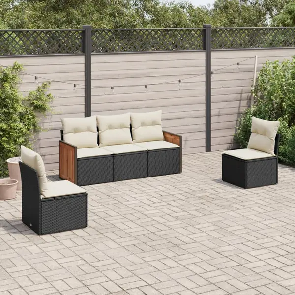 Gossi set mobilier de gradina cu perne, 5 piese, negru, poliratan
