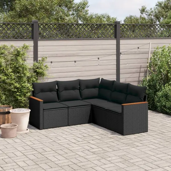 Gossi set mobilier de gradina cu perne, 5 piese, negru, poliratan