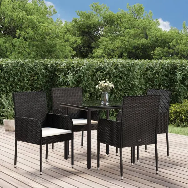 Gossi set mobilier de gradina cu perne, 5 piese, negru, poliratan
