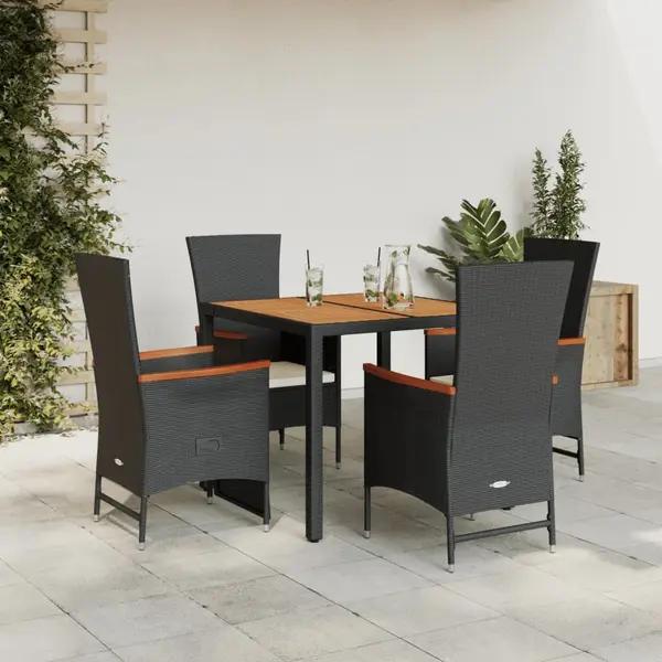 Gossi set mobilier de gradina cu perne, 5 piese, negru, poliratan