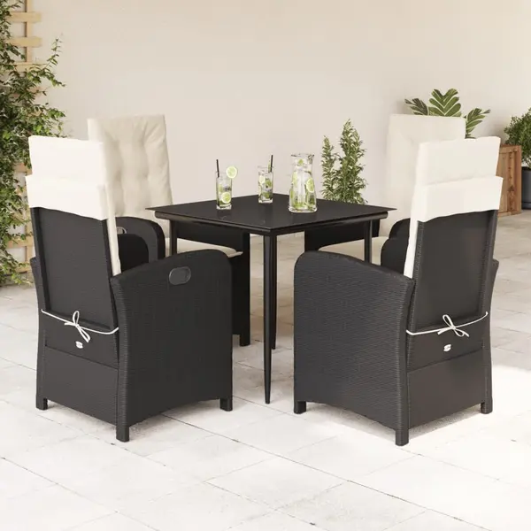 Gossi set mobilier de gradina cu perne, 5 piese, negru, poliratan