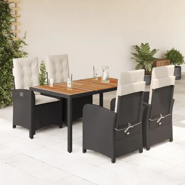 Gossi set mobilier de gradina cu perne, 5 piese, negru, poliratan