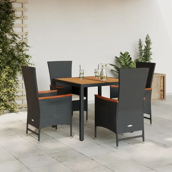 Gossi set mobilier de gradina cu perne, 5 piese, negru, poliratan