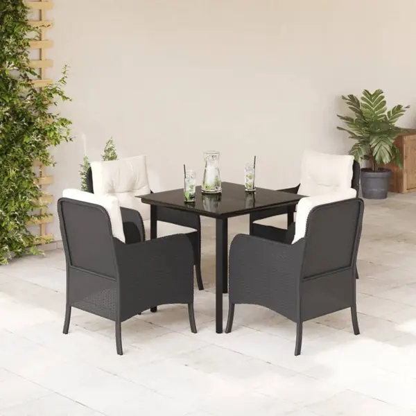 Gossi set mobilier de gradina cu perne, 5 piese, negru, poliratan