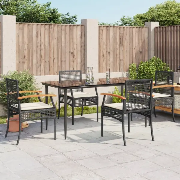 Gossi set mobilier de gradina cu perne, 5 piese, negru, poliratan