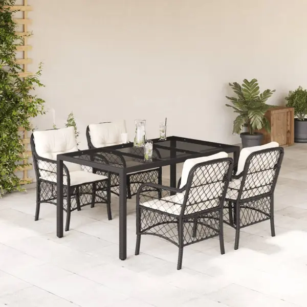 Gossi set mobilier de gradina cu perne, 5 piese, negru, poliratan