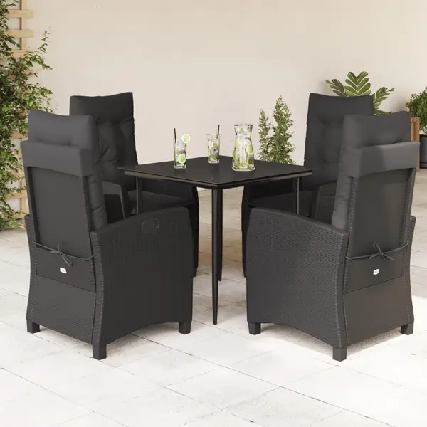 Gossi set mobilier de gradina cu perne, 5 piese, negru, poliratan