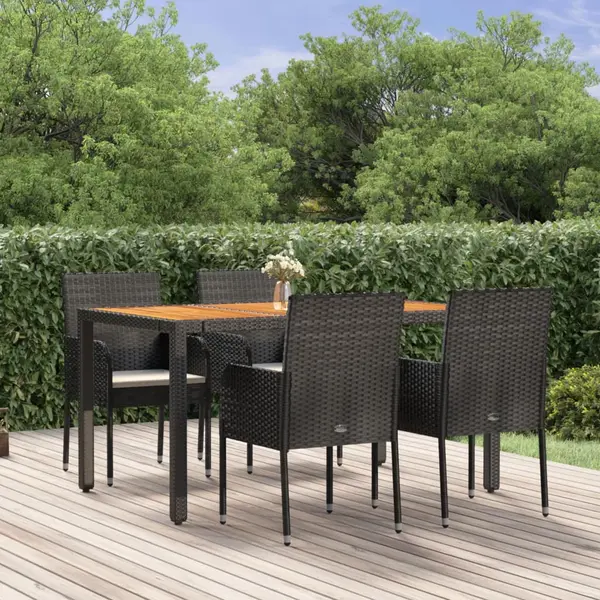 Gossi set mobilier de gradina cu perne, 5 piese, negru, poliratan