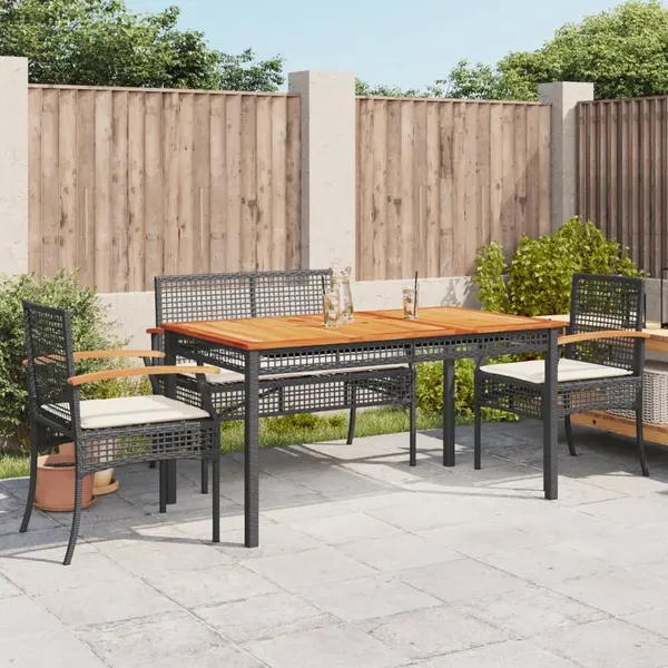 Gossi set mobilier de gradina cu perne, 5 piese, negru, poliratan