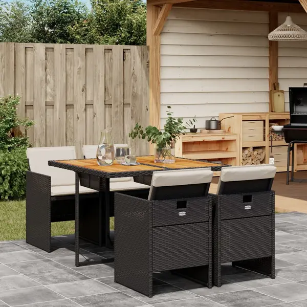 Gossi set mobilier de gradina cu perne, 5 piese, negru, poliratan