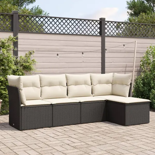 Gossi set mobilier de gradina cu perne, 5 piese, negru, poliratan