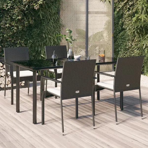 Gossi set mobilier de gradina cu perne, 5 piese, negru, poliratan