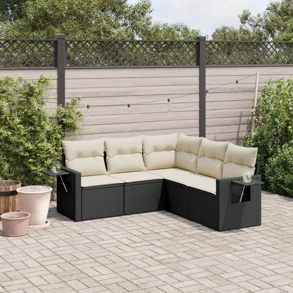 Gossi set mobilier de gradina cu perne, 5 piese, negru, poliratan