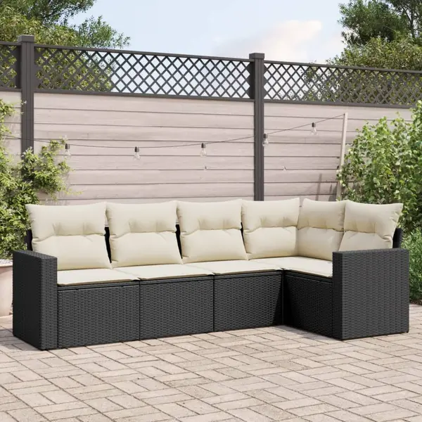 Gossi set mobilier de gradina cu perne, 5 piese, negru, poliratan
