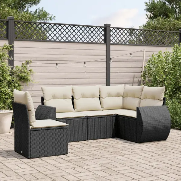 Gossi set mobilier de gradina cu perne, 5 piese, negru, poliratan
