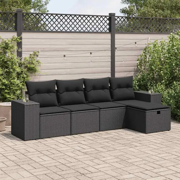 Gossi set mobilier de gradina cu perne, 5 piese, negru, poliratan