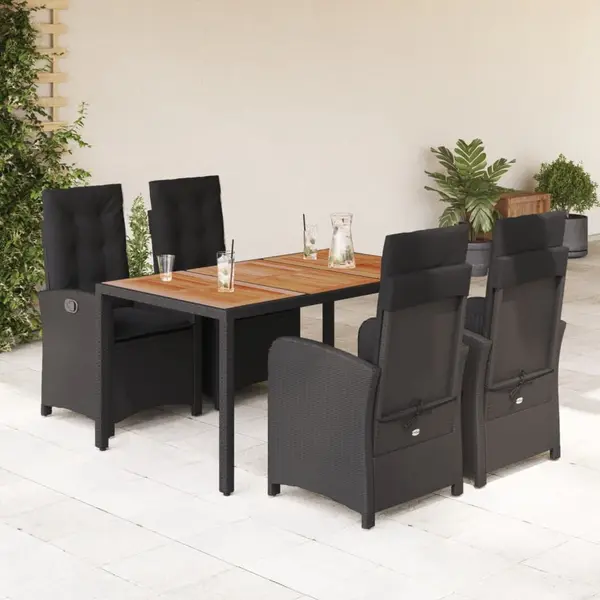 Gossi set mobilier de gradina cu perne, 5 piese, negru, poliratan