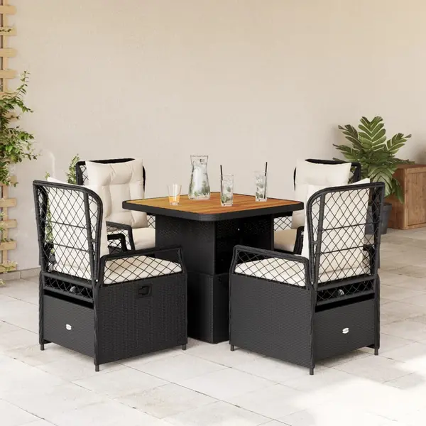 Gossi set mobilier de gradina cu perne, 5 piese, negru, poliratan