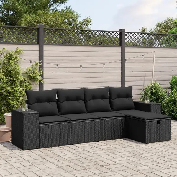 Gossi set mobilier de gradina cu perne, 5 piese, negru, poliratan