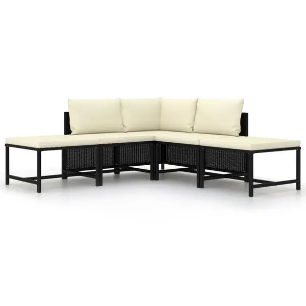 Gossi set mobilier de gradina cu perne, 5 piese, negru, poliratan