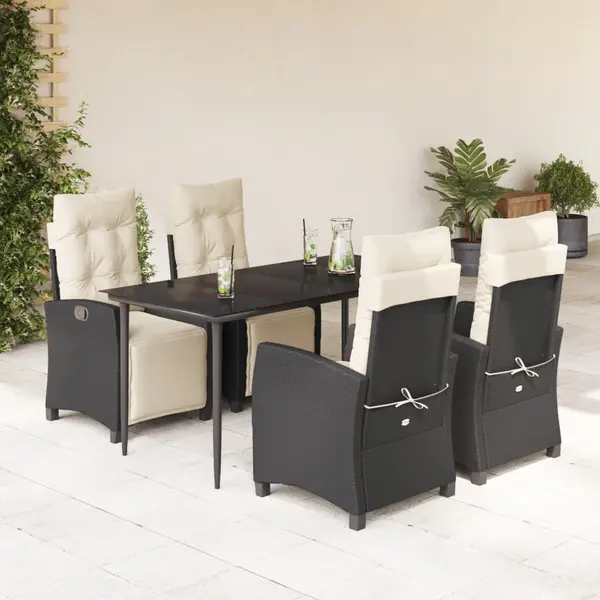 Gossi set mobilier de gradina cu perne, 5 piese, negru, poliratan