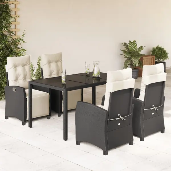 Gossi set mobilier de gradina cu perne, 5 piese, negru, poliratan