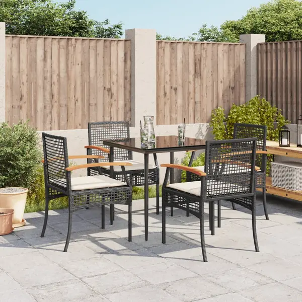 Gossi set mobilier de gradina cu perne, 5 piese, negru, poliratan