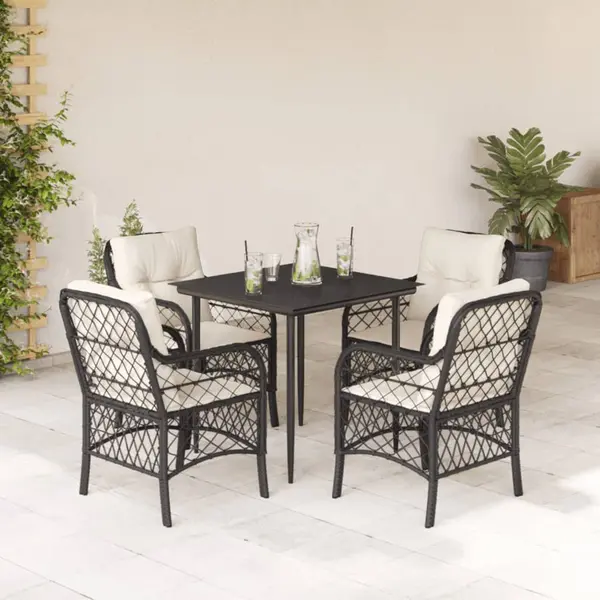 Gossi set mobilier de gradina cu perne, 5 piese, negru, poliratan