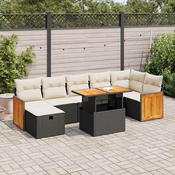 Gossi set mobilier de gradina cu perne, 5 piese, negru, poliratan