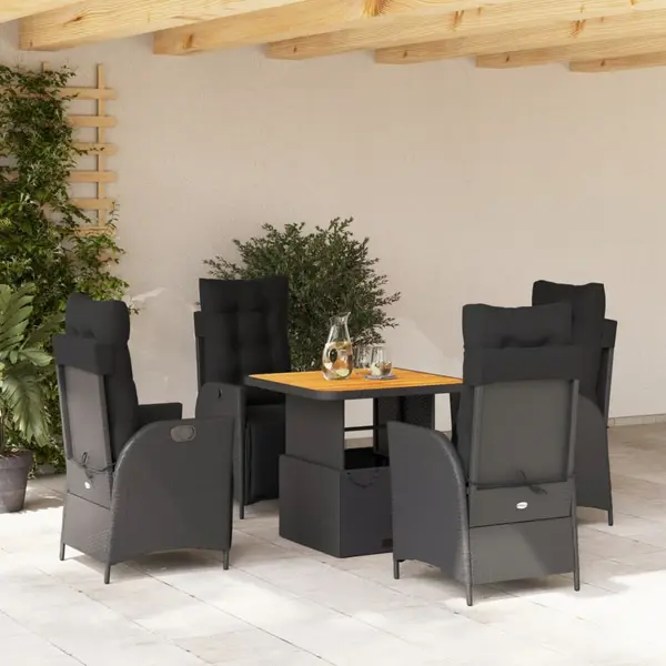 Gossi set mobilier de gradina cu perne, 5 piese, negru, poliratan