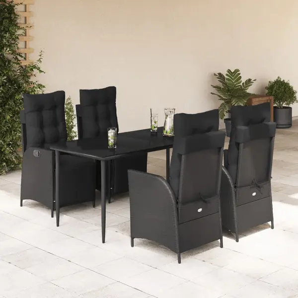 Gossi set mobilier de gradina cu perne, 5 piese, negru, poliratan
