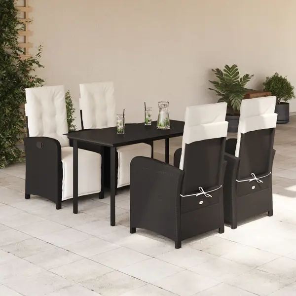 Gossi set mobilier de gradina cu perne, 5 piese, negru, poliratan