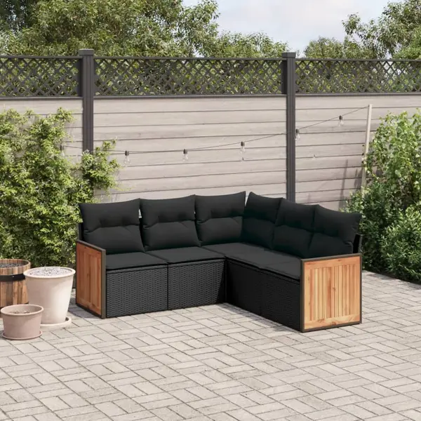 Gossi set mobilier de gradina cu perne, 5 piese, negru, poliratan