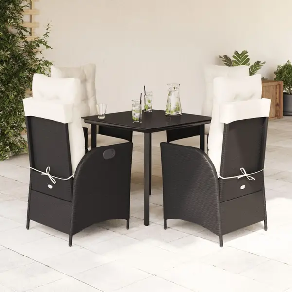 Gossi set mobilier de gradina cu perne, 5 piese, negru, poliratan