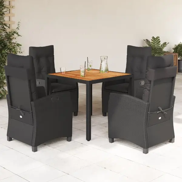 Gossi set mobilier de gradina cu perne, 5 piese, negru, poliratan