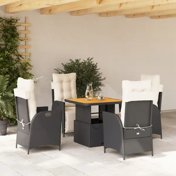 Gossi set mobilier de gradina cu perne, 5 piese, negru, poliratan