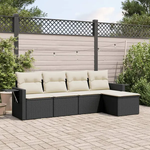 Gossi set mobilier de gradina cu perne, 5 piese, negru, poliratan