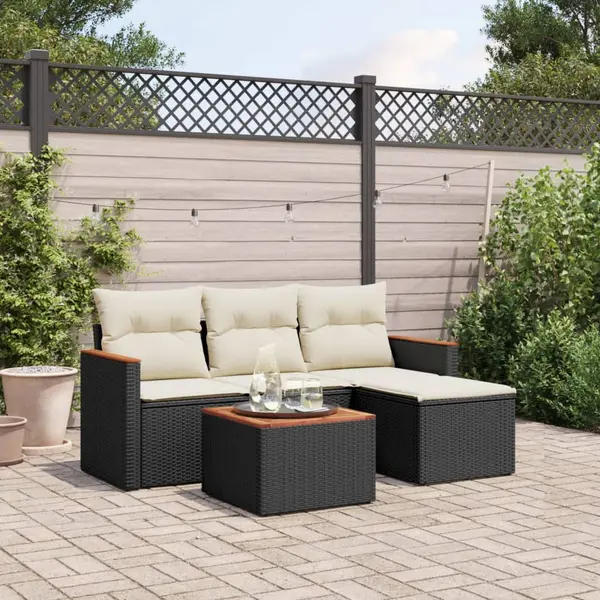 Gossi set mobilier de gradina cu perne, 5 piese, negru, poliratan